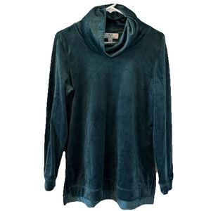 Magaschoni Women’s Forest Green Velour Cowl Neck Long Sleeve Too XL Soft Holiday